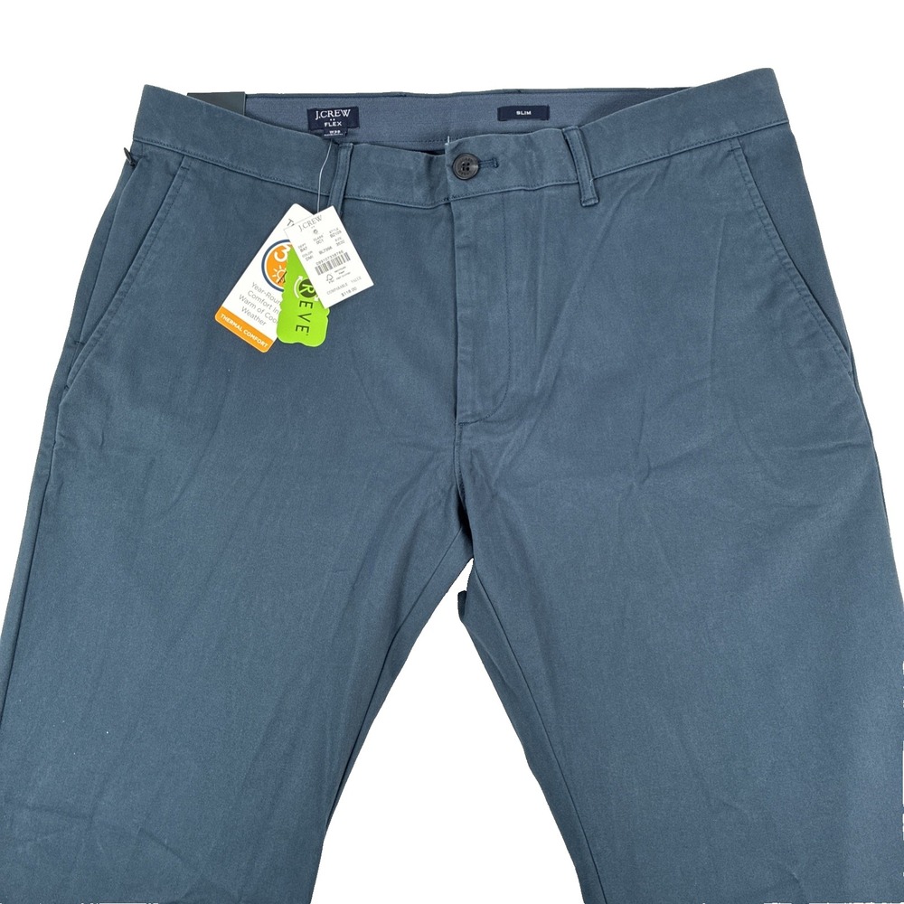 New Mens J. Crew Slim Fit Repreve Chino Pants Size 35x32 Flex Blue NWT